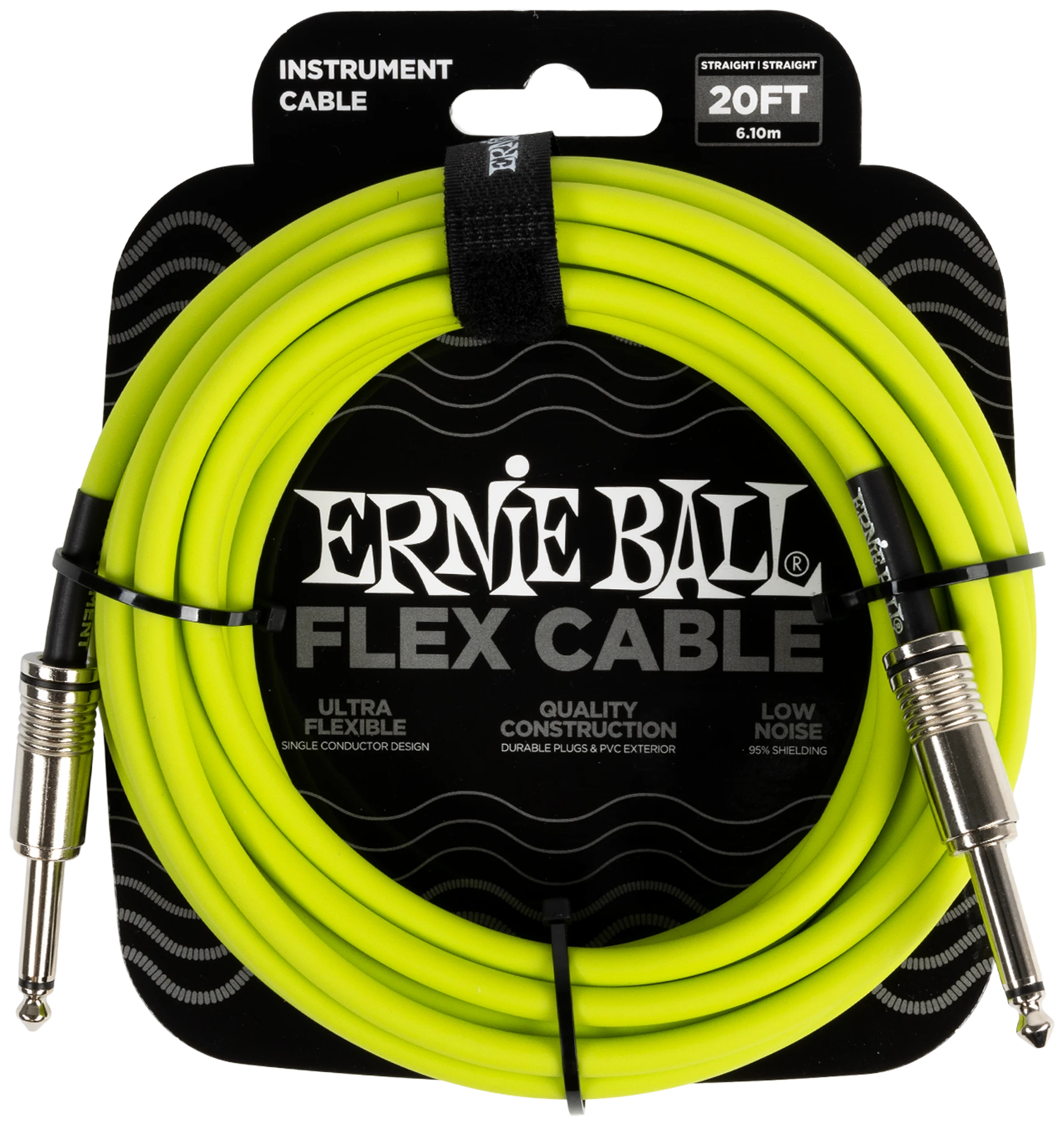 Ernie Ball Instrumentenkabel, Flex, gerade/gerade, Green, 6.09m